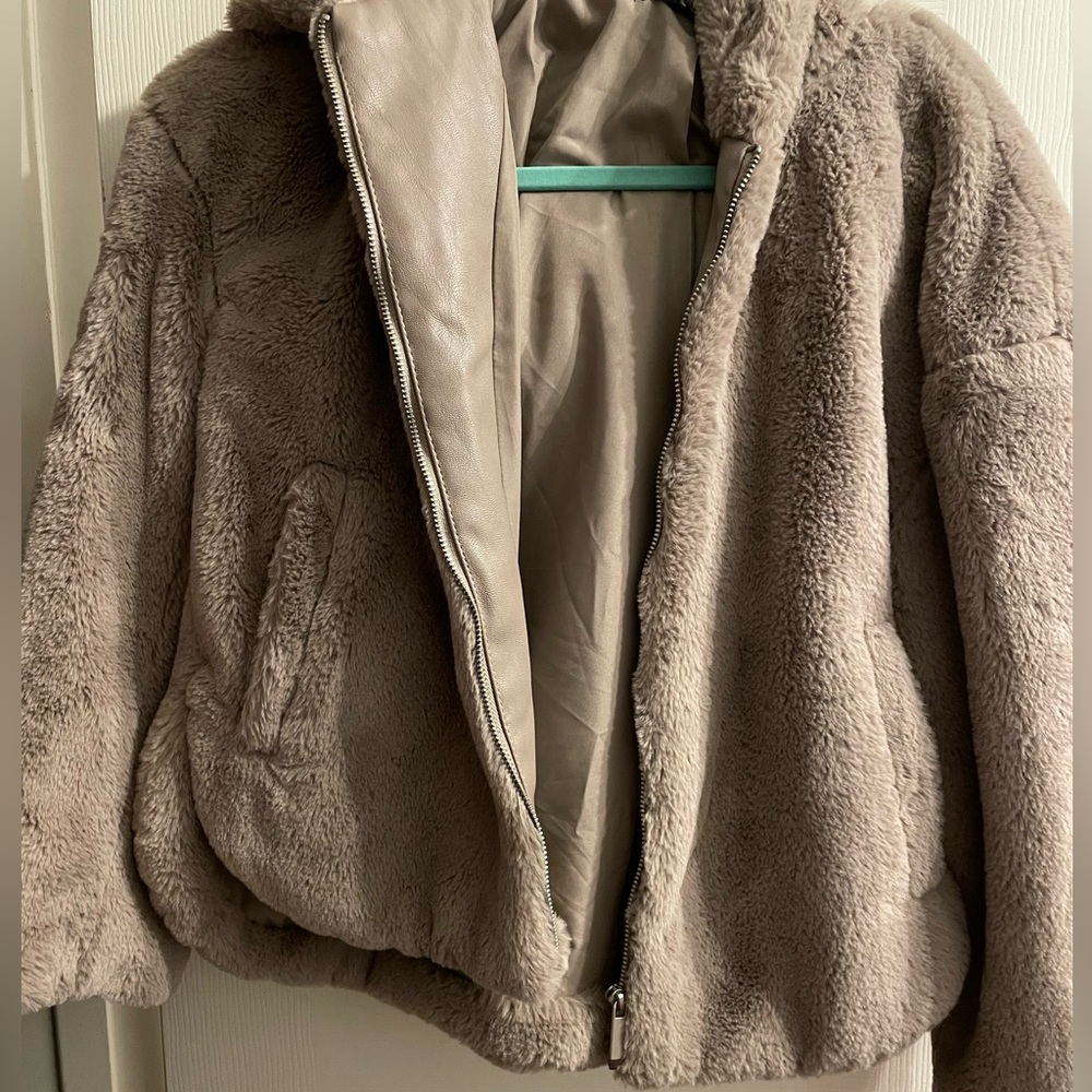 Faux fur zip up hoodie